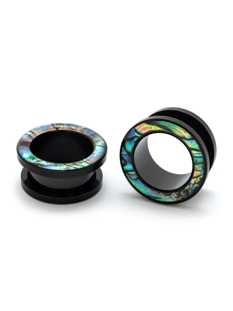 Black Mother of Pearl Threaded Steel Tunnels