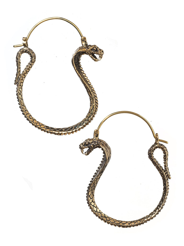 Cobra Hoop Brass Earrings