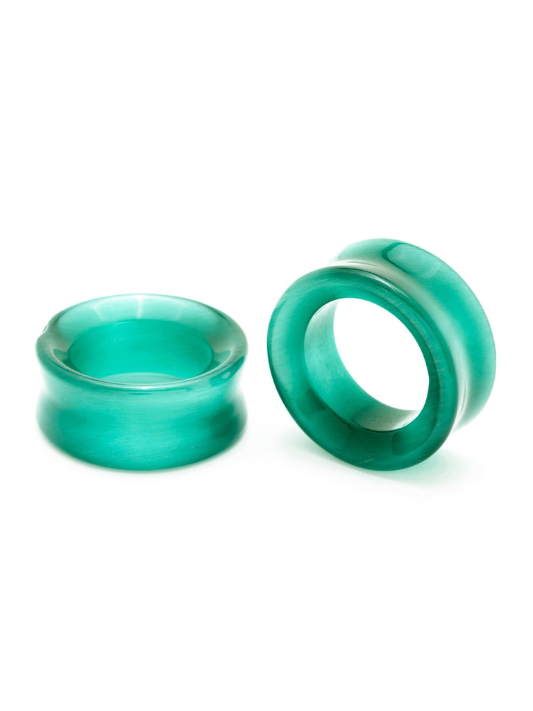 Forest Green Cat's Eye Stone Tunnels
