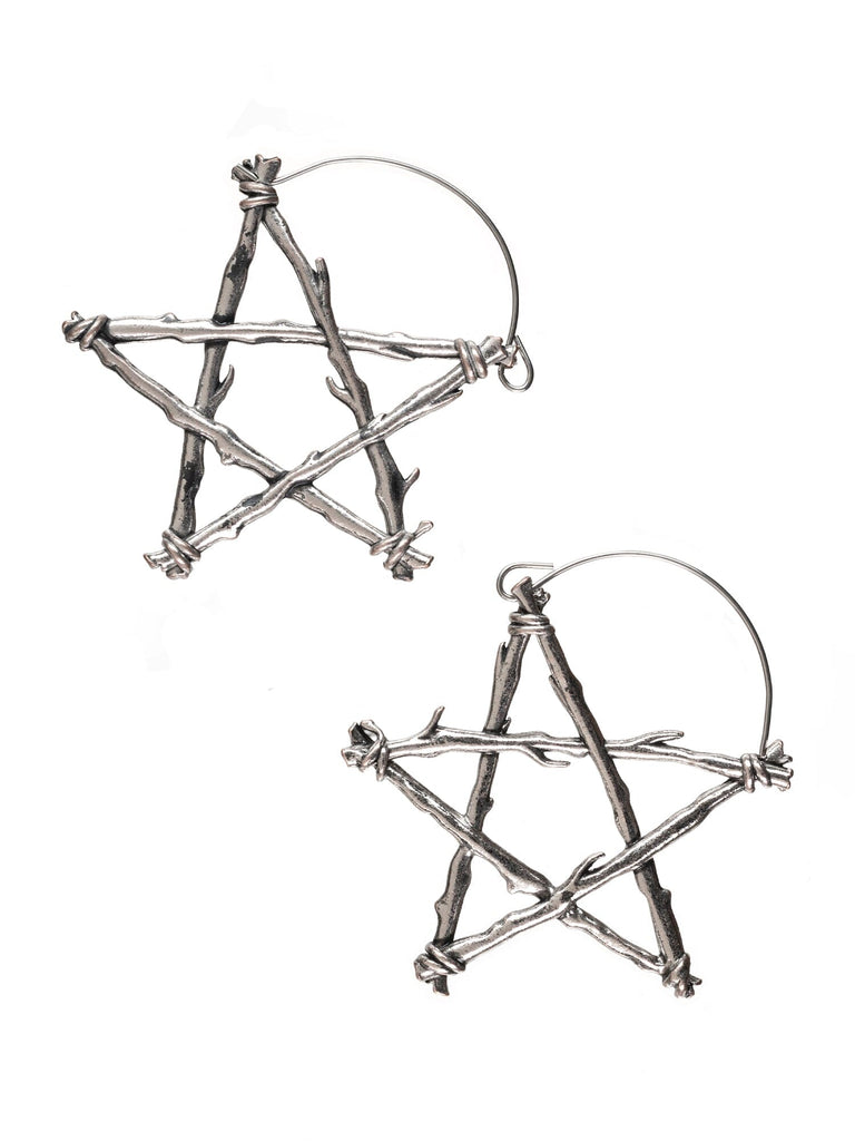 Pentagram Dangle Hoop Steel Earrings