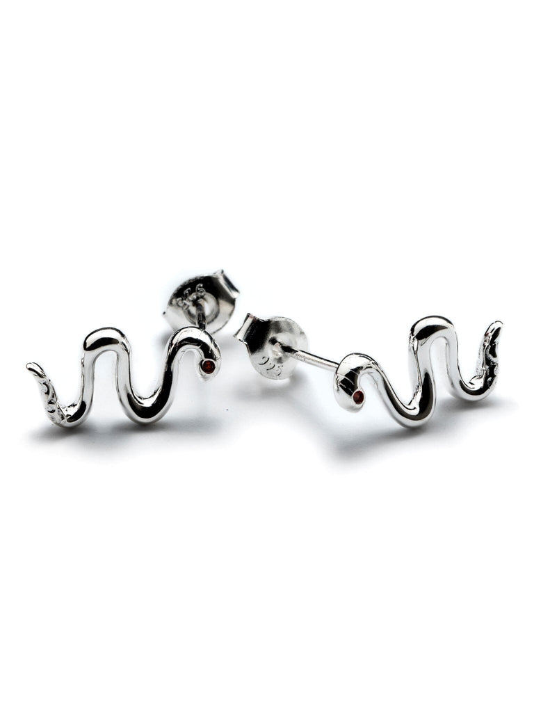 Sterling Silver Squiggle Snake Earrings