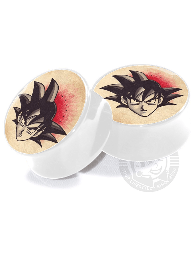 Goku Tattoo Flash Acrylic Image Plugs