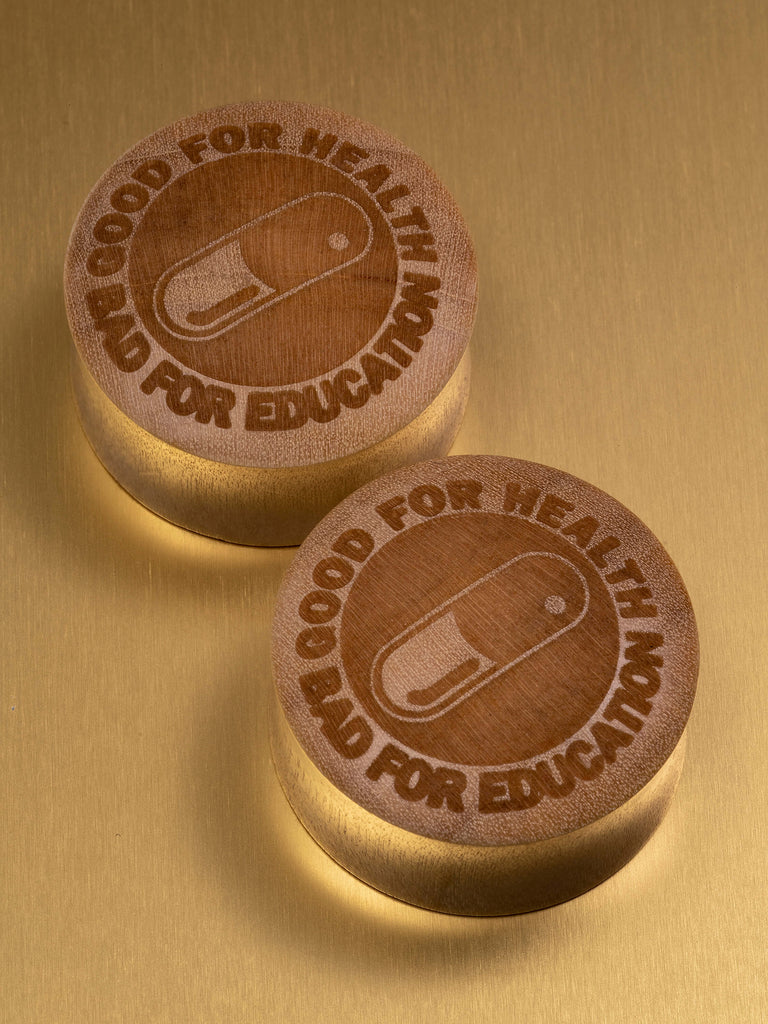 Good For Health Engraved Wood Plugs