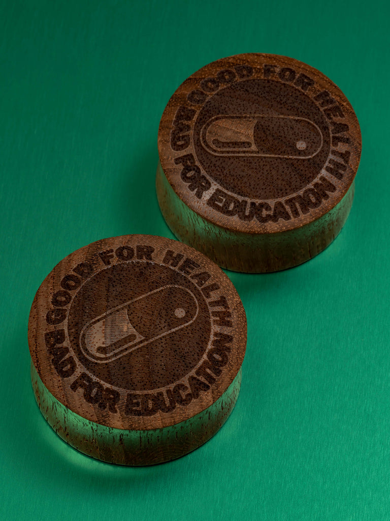 Good For Health Engraved Wood Plugs