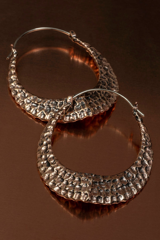 Hammered Shield Copper Earrings
