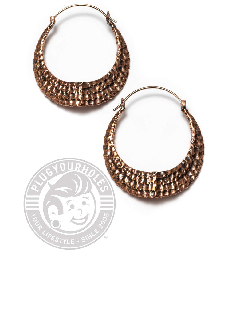 Hammered Shield Copper Earrings
