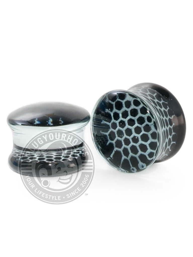 Black Honeycomb Pyrex Glass Plugs