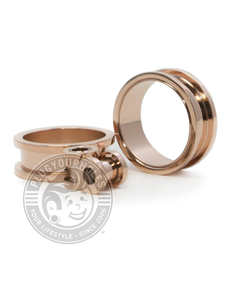 Rose Gold Threaded Steel Tunnels