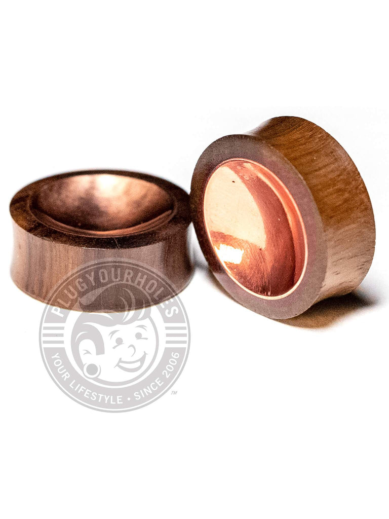Rose Gold Concave Inlay Sono Wood Plugs