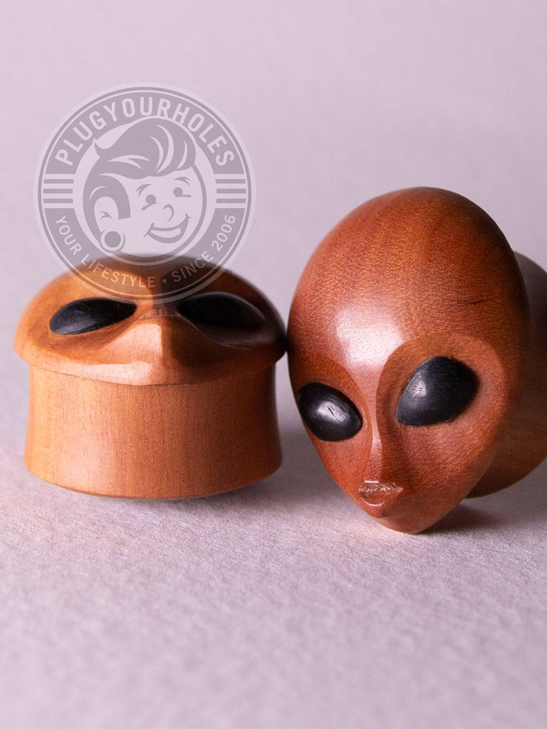 Alien Carved Sawo Wood Plugs