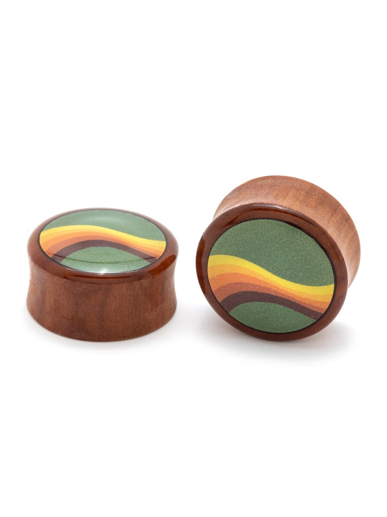 70's Yellow Wave Wood Image Plugs