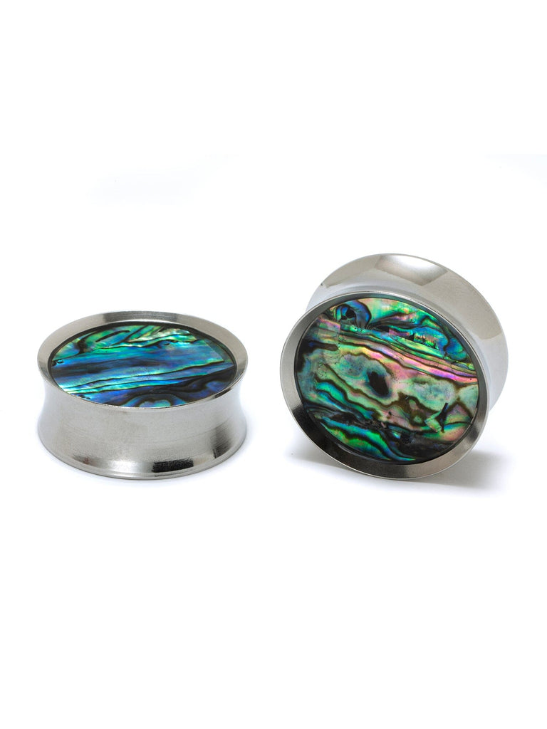 Abalone Inlay Double Flared Saddle Steel Plugs