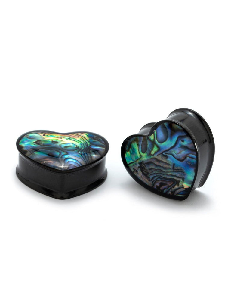 Abalone Inlay Heart Shaped Steel Plugs