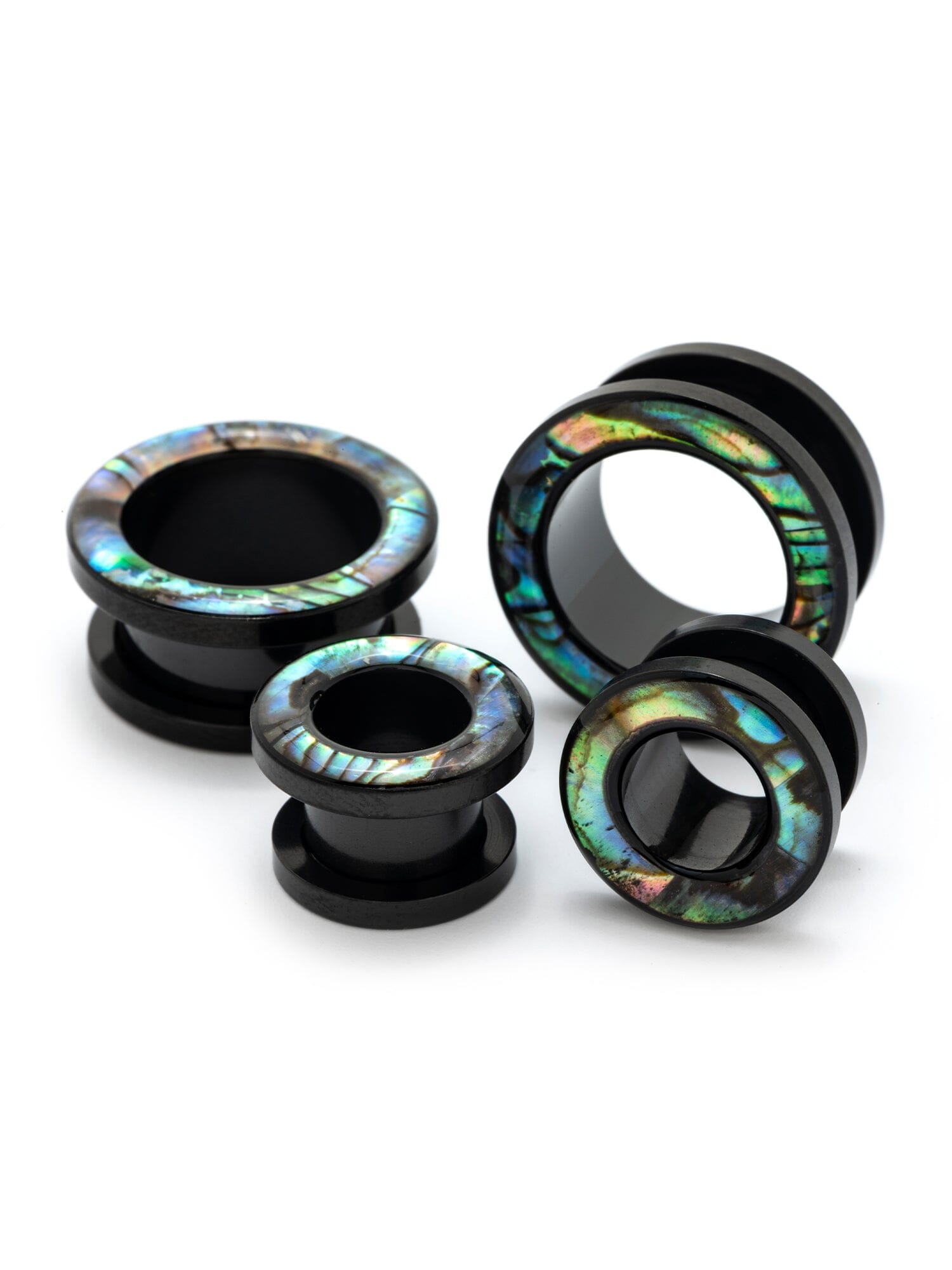 Black Mother of Pearl Threaded Steel Tunnels