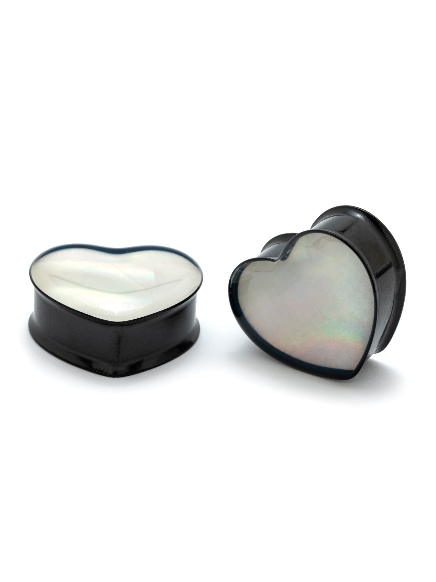 Pearl Inlay Heart Shaped Steel Plugs | Steel Gauges | Heart Plugs ...