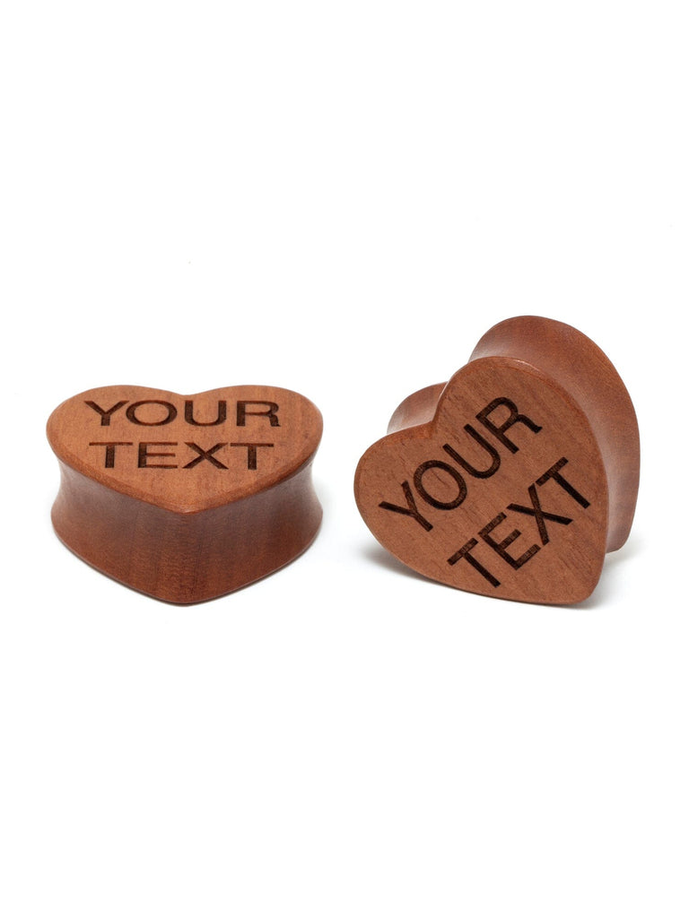 Custom Engraved Cherry Wood Conversation Heart Plugs