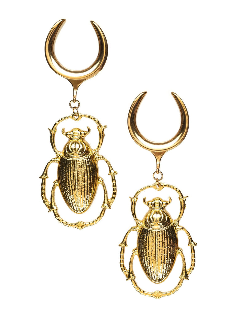 Gold Beetle Dangle Steel Crescent Saddles