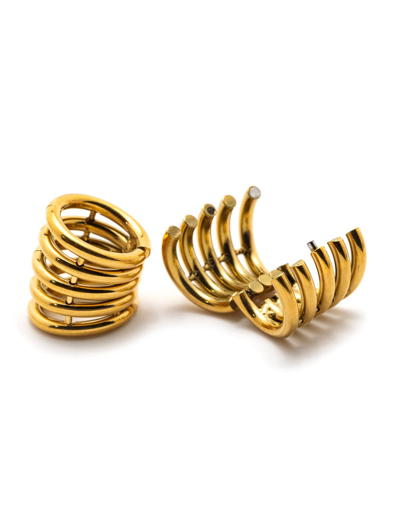 Gold Multi-Ring Steel Ear Cuffs