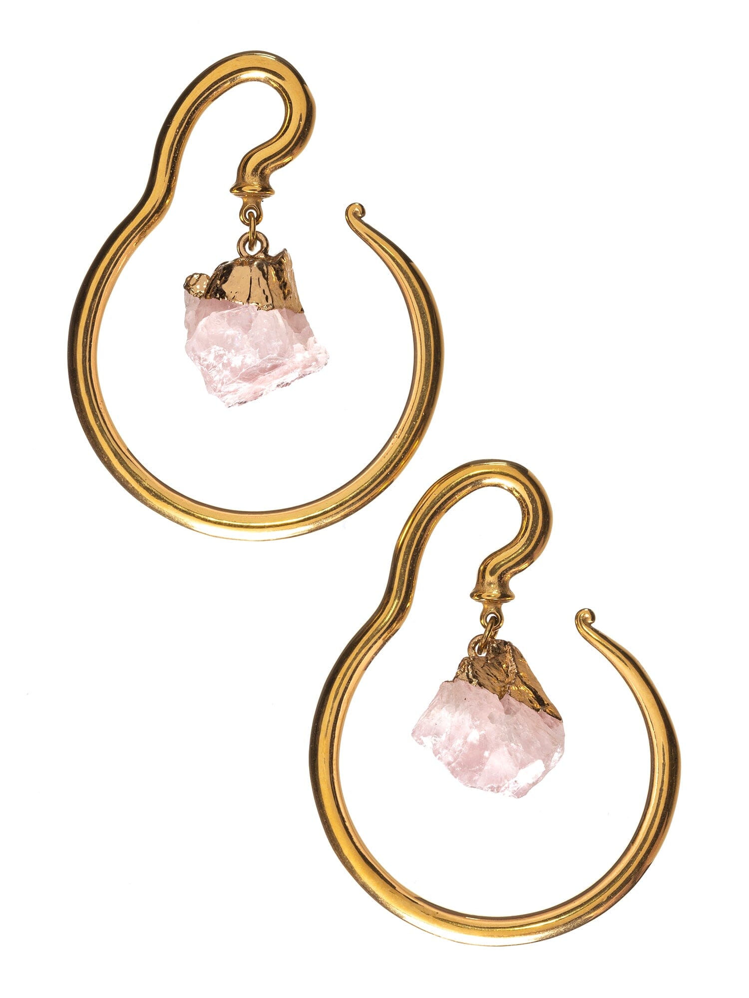 Thin Hook with Rose Quartz Small Stone Dangle Steel Hangers