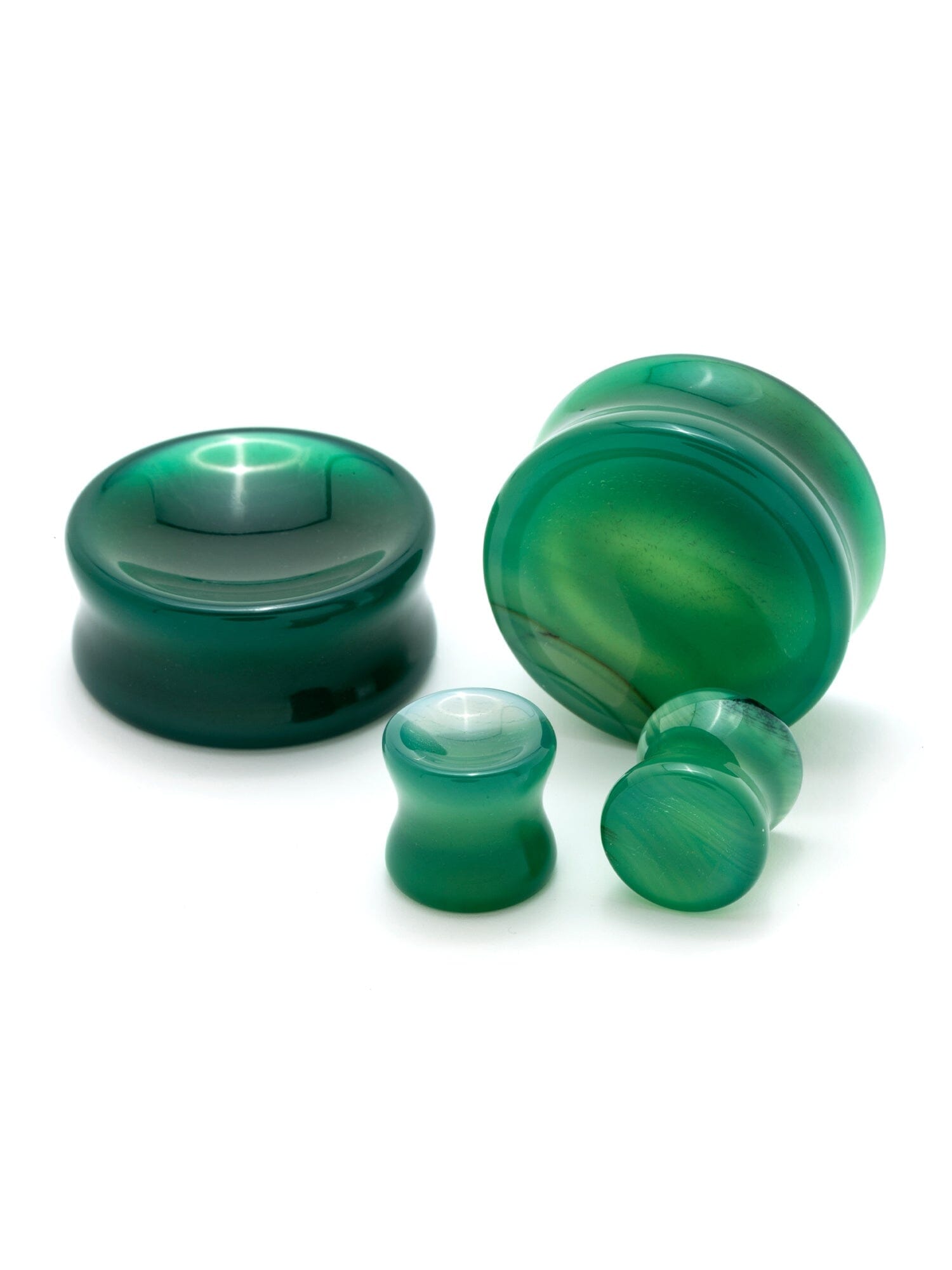 Green Line Agate Concave Stone Plugs | Green Stone Gauges ...