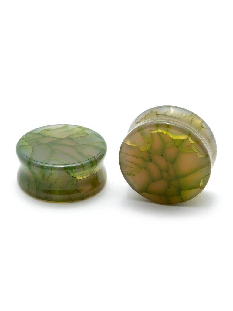 Green Monster Agate Stone Plugs