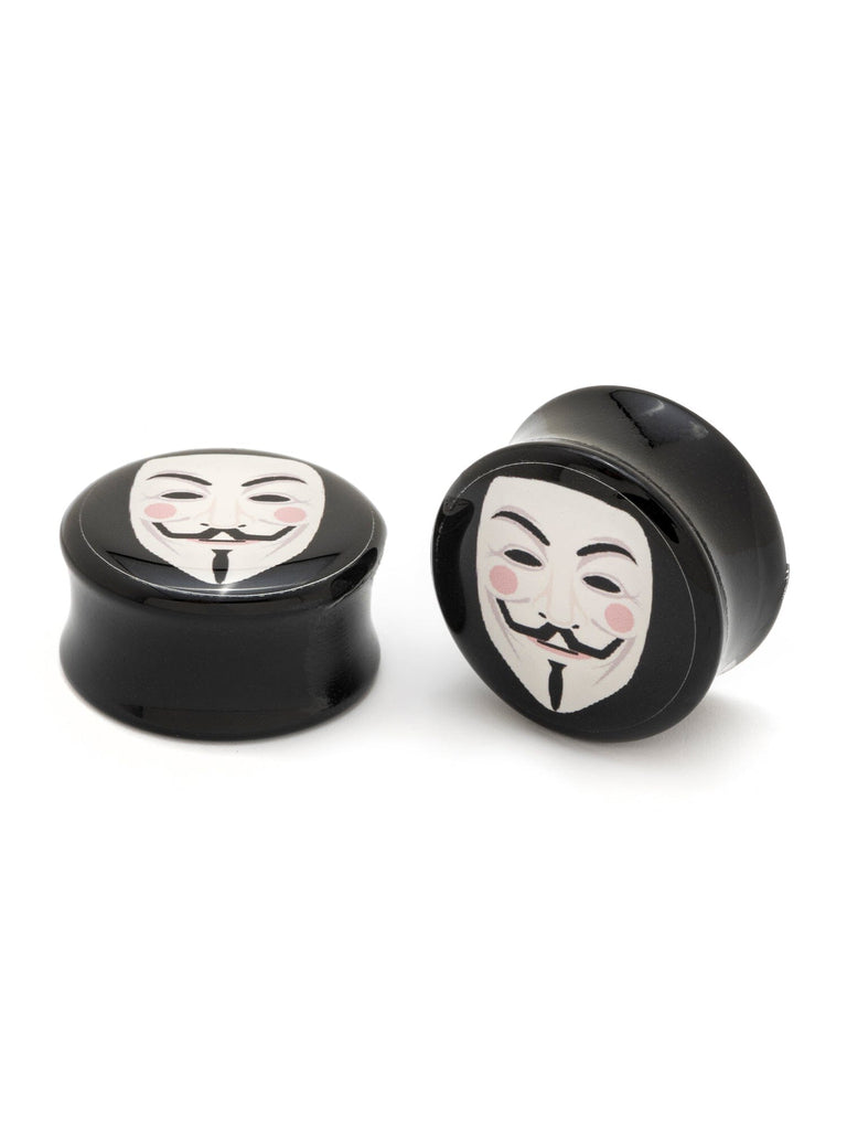 Guy Fawkes Mask Acrylic Image Plugs