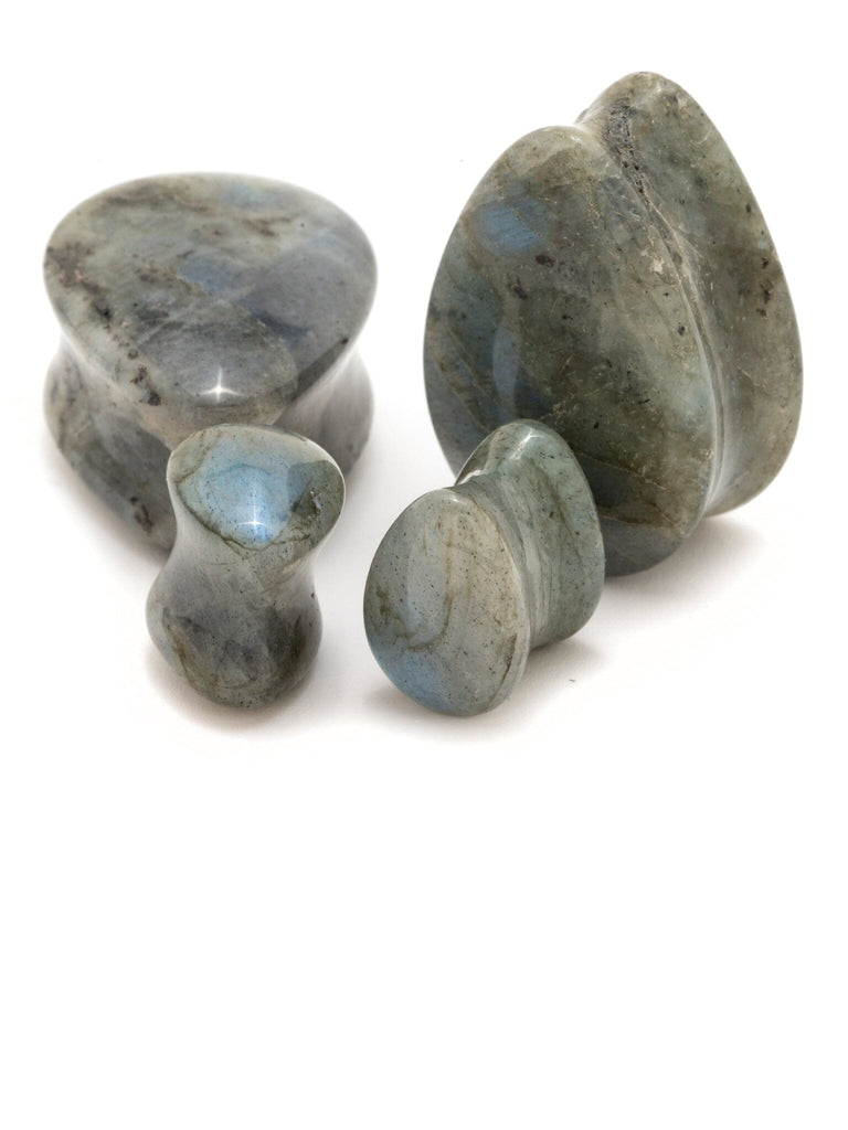 Labradorite Stone Teardrop Plugs