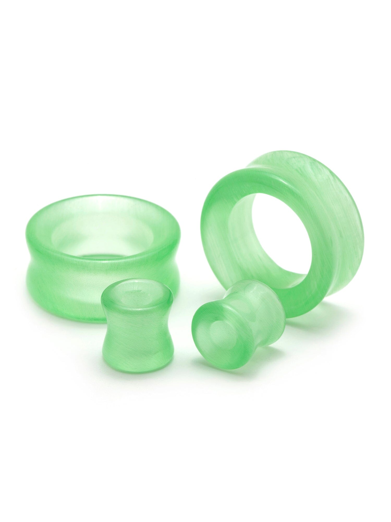 Lime Green Cat's Eye Stone Tunnels