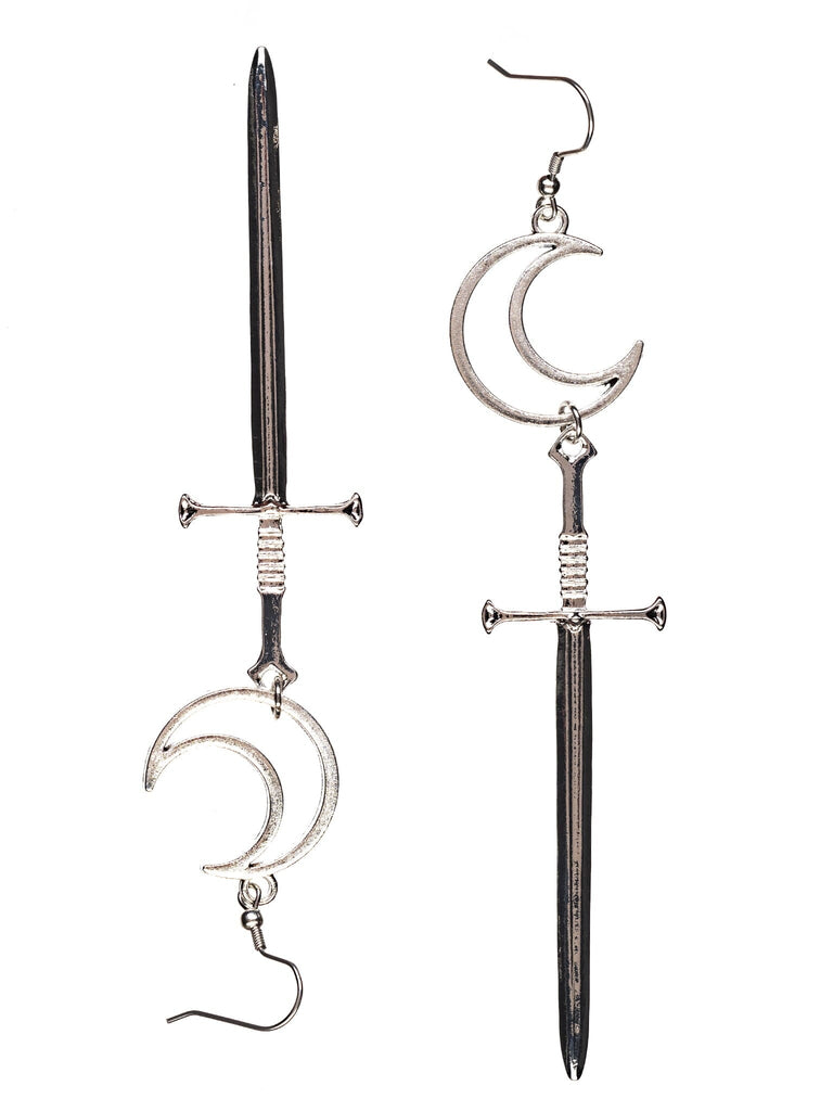 Moon Sword Steel Earrings
