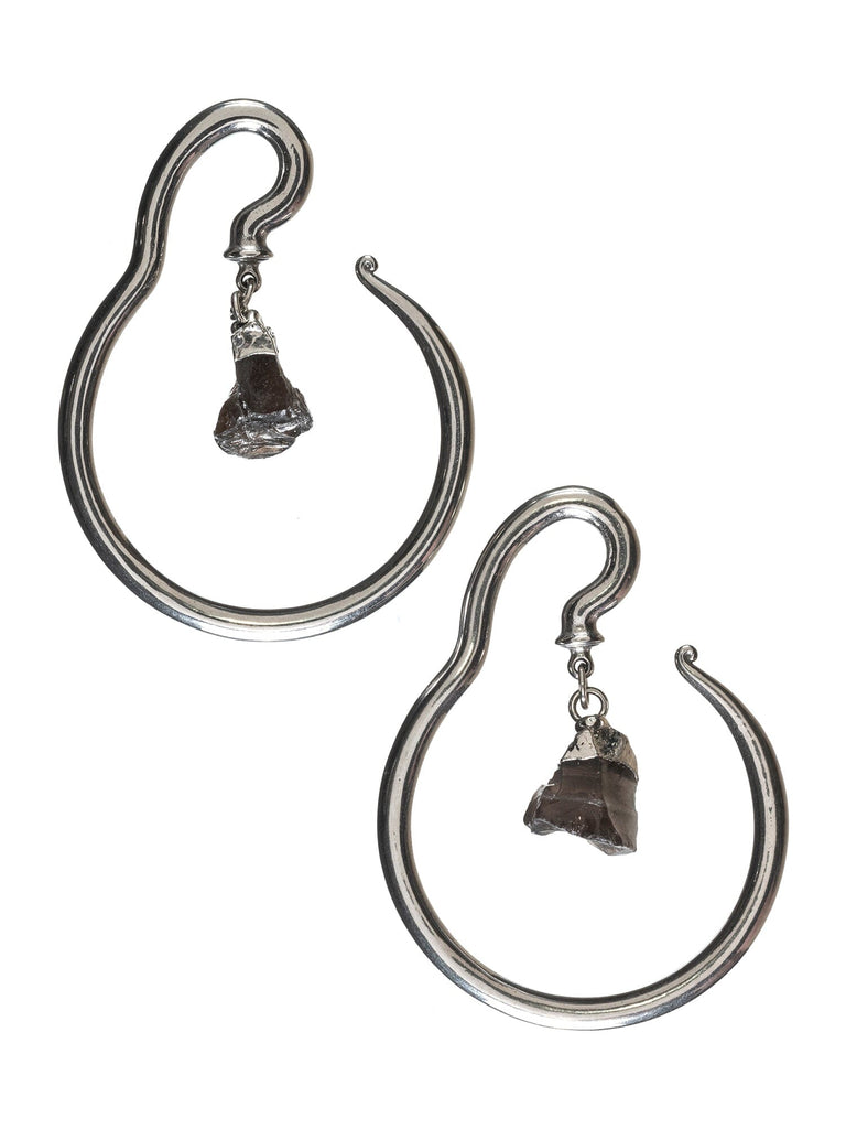 Thin Hook with Black Stone Dangle Steel Hangers