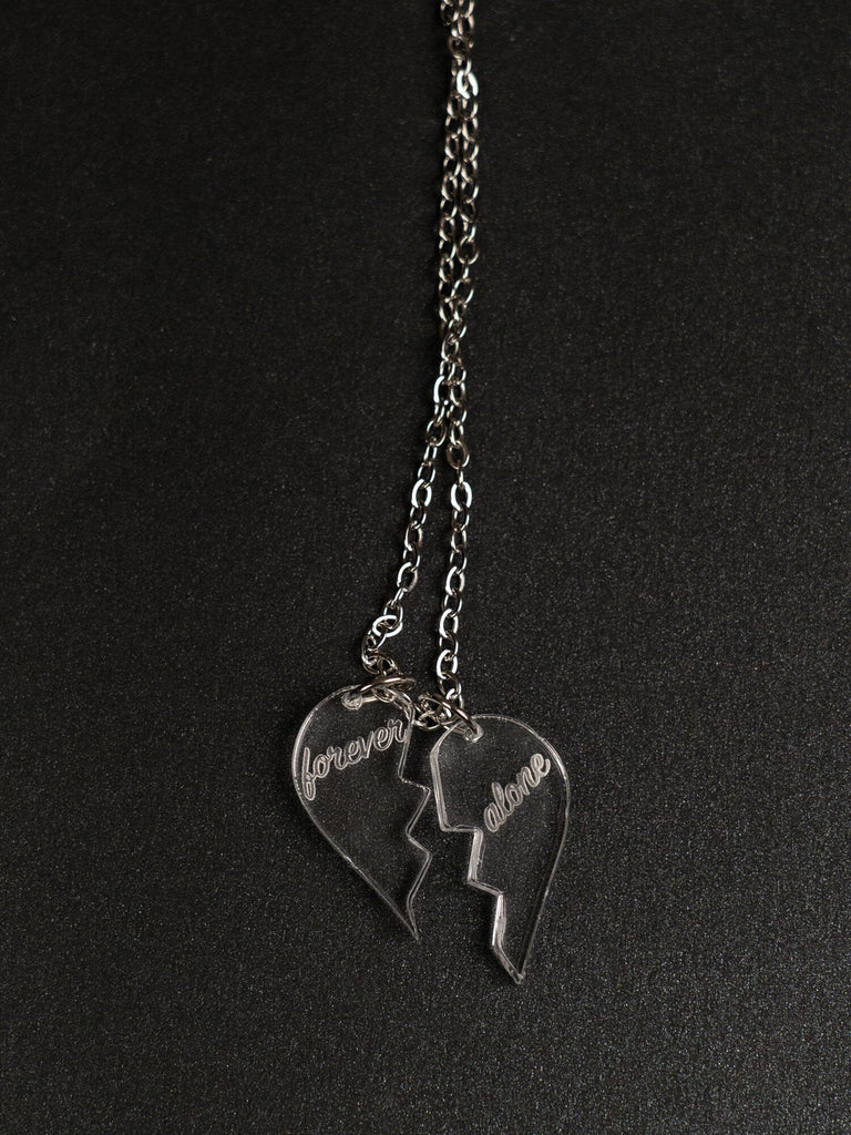 Forever Alone Broken Heart Dual Pendant Necklace