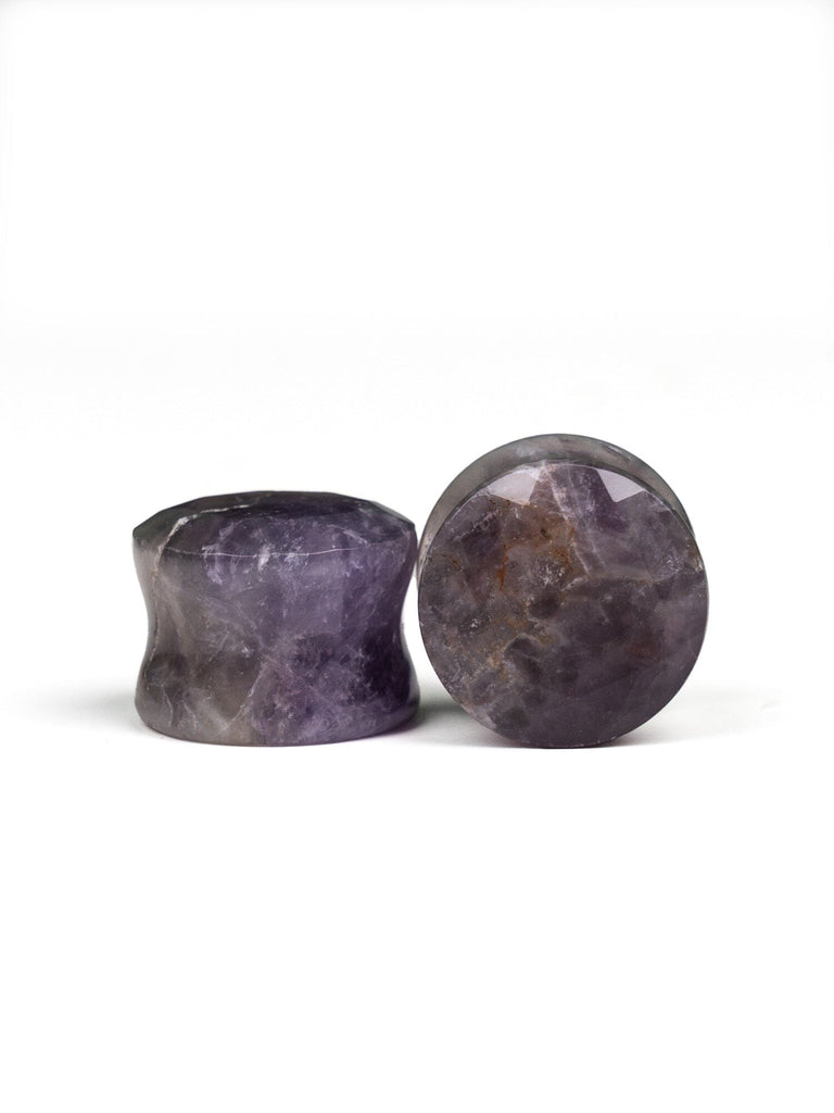 Amethyst Gem Cut Stone Plugs