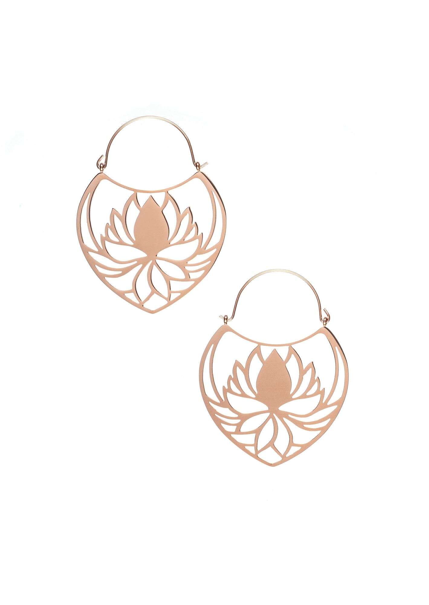 Lotus Dangle Hoop Steel Earrings
