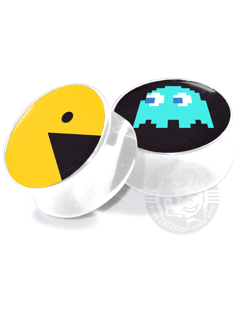 Pacman and Ghost Acrylic Image Plugs