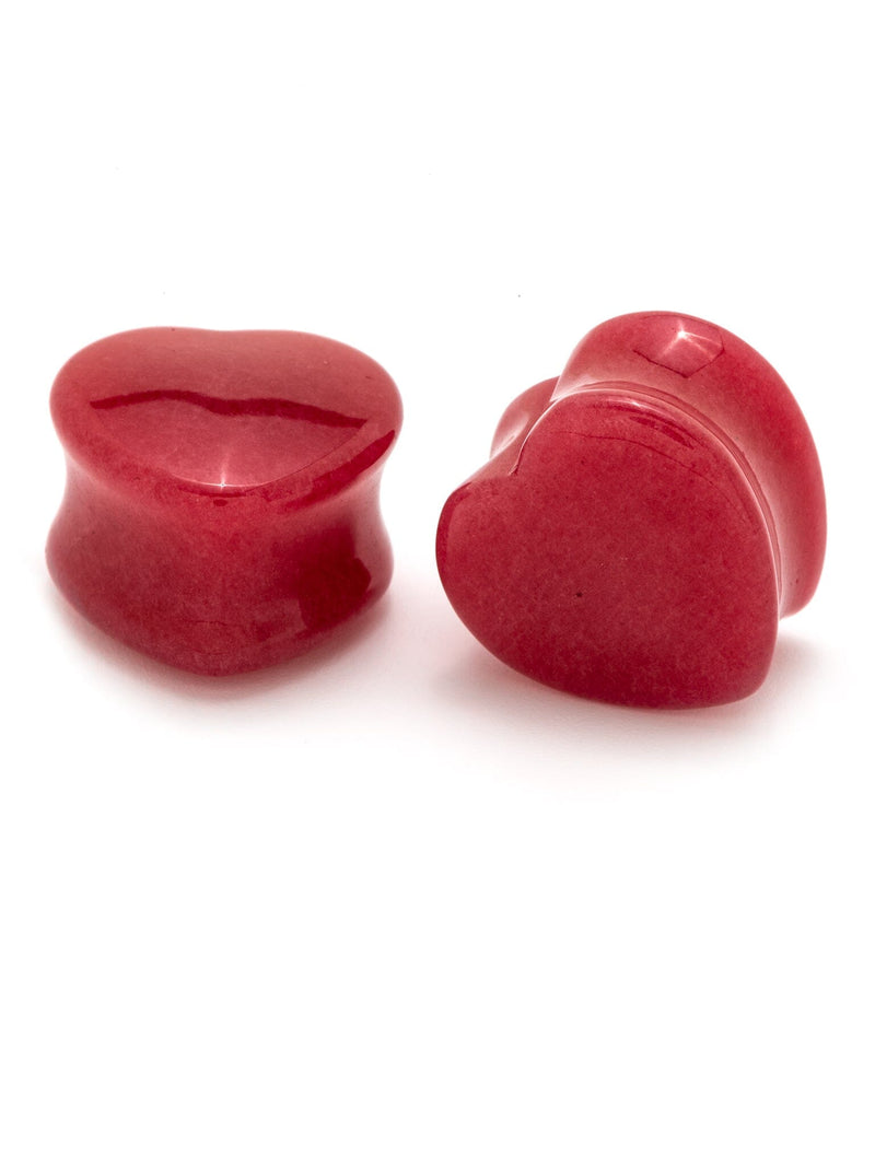 Red Jasper Heart Stone Plugs Heart Shaped Gauges