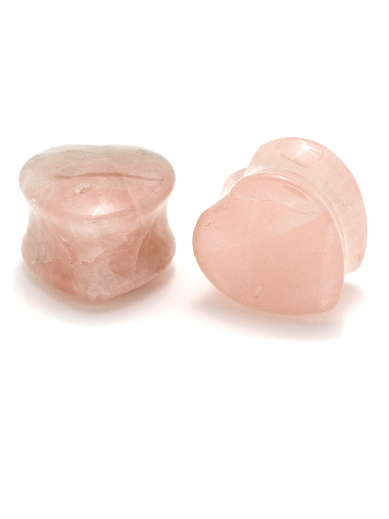 Rose Quartz Stone Heart Plugs