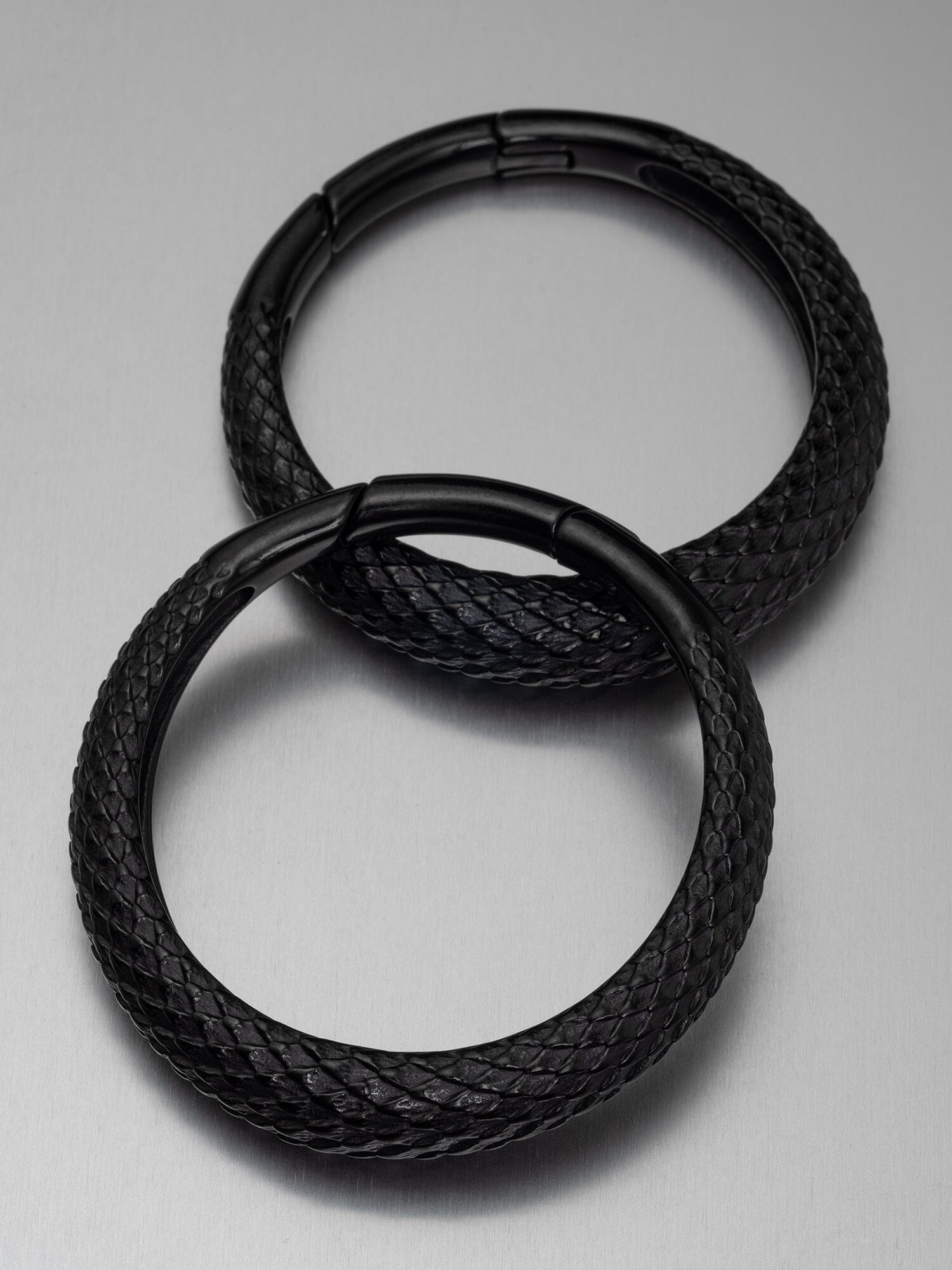 Black Snakeskin Big Hoop Steel Clicker Hangers