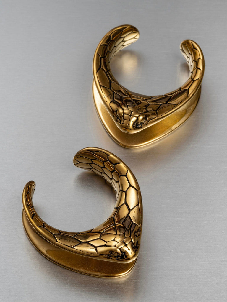 Gold Snakeskin Steel Crescent Saddles