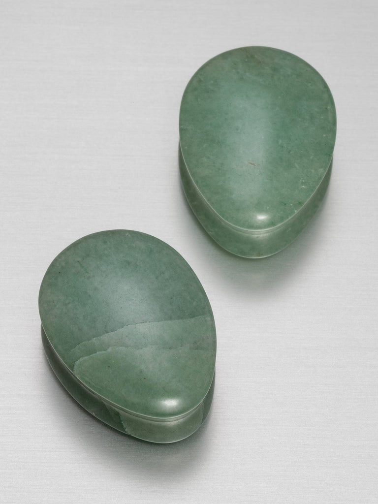 Green Aventurine Stone Teardrop Plugs