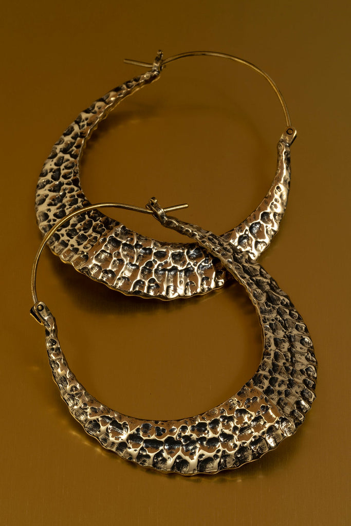 Hammered Shield Brass Earrings