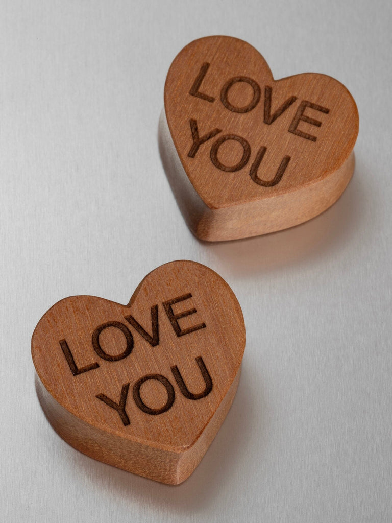Engraved Cherry Wood Conversation Heart Plugs