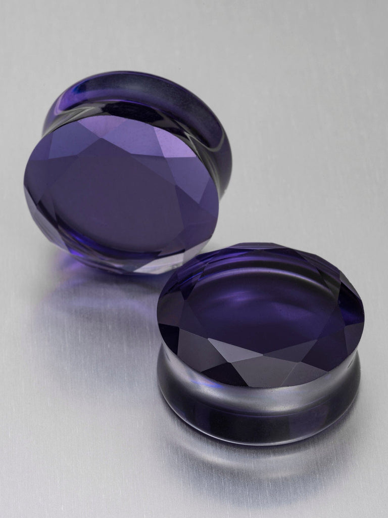 Purple Gem Cut Glass Plugs