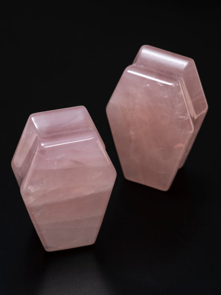 Rose Quartz Coffin Cut Stone Plugs
