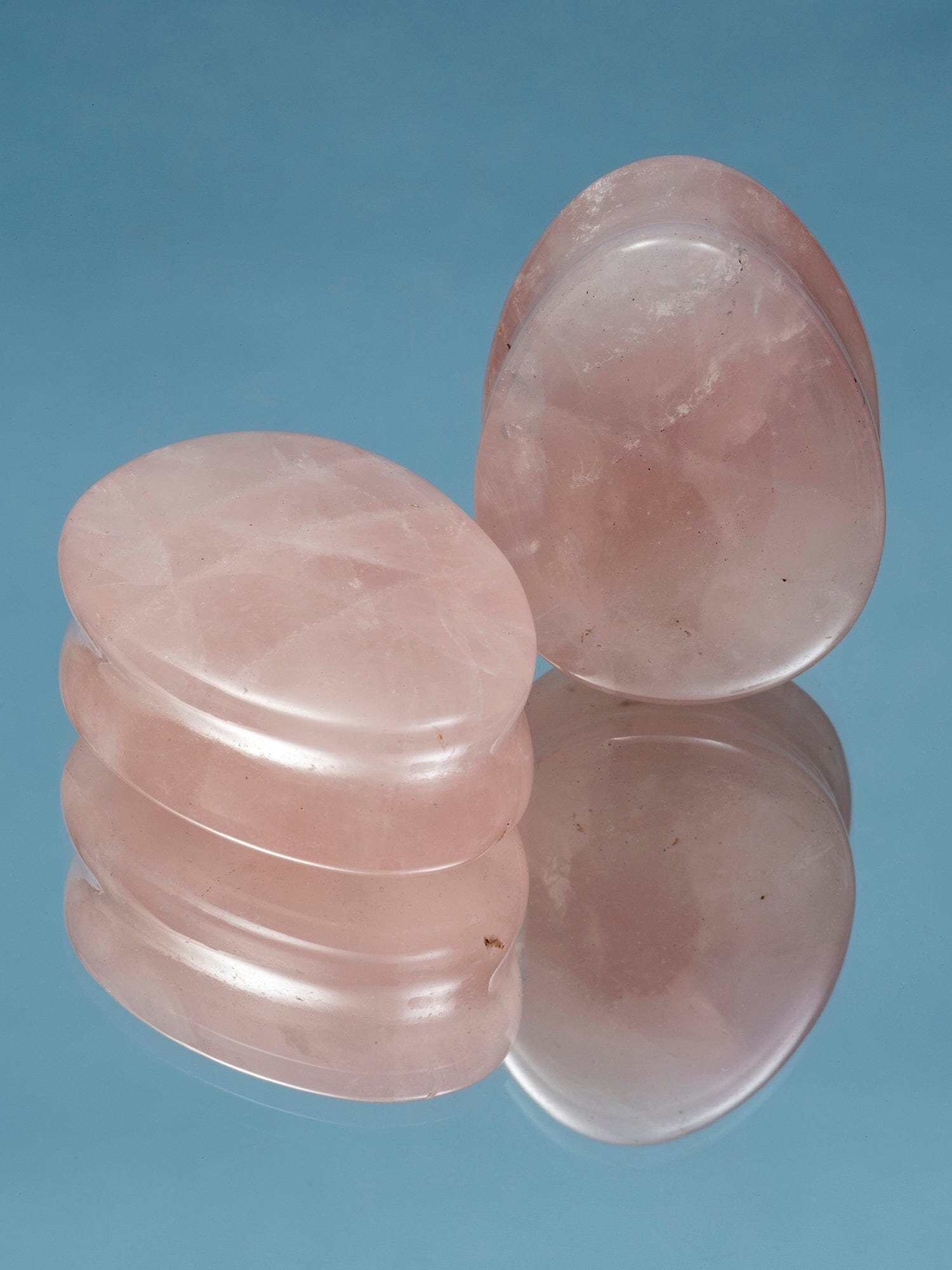Rose Quartz Stone Teardrop Plugs