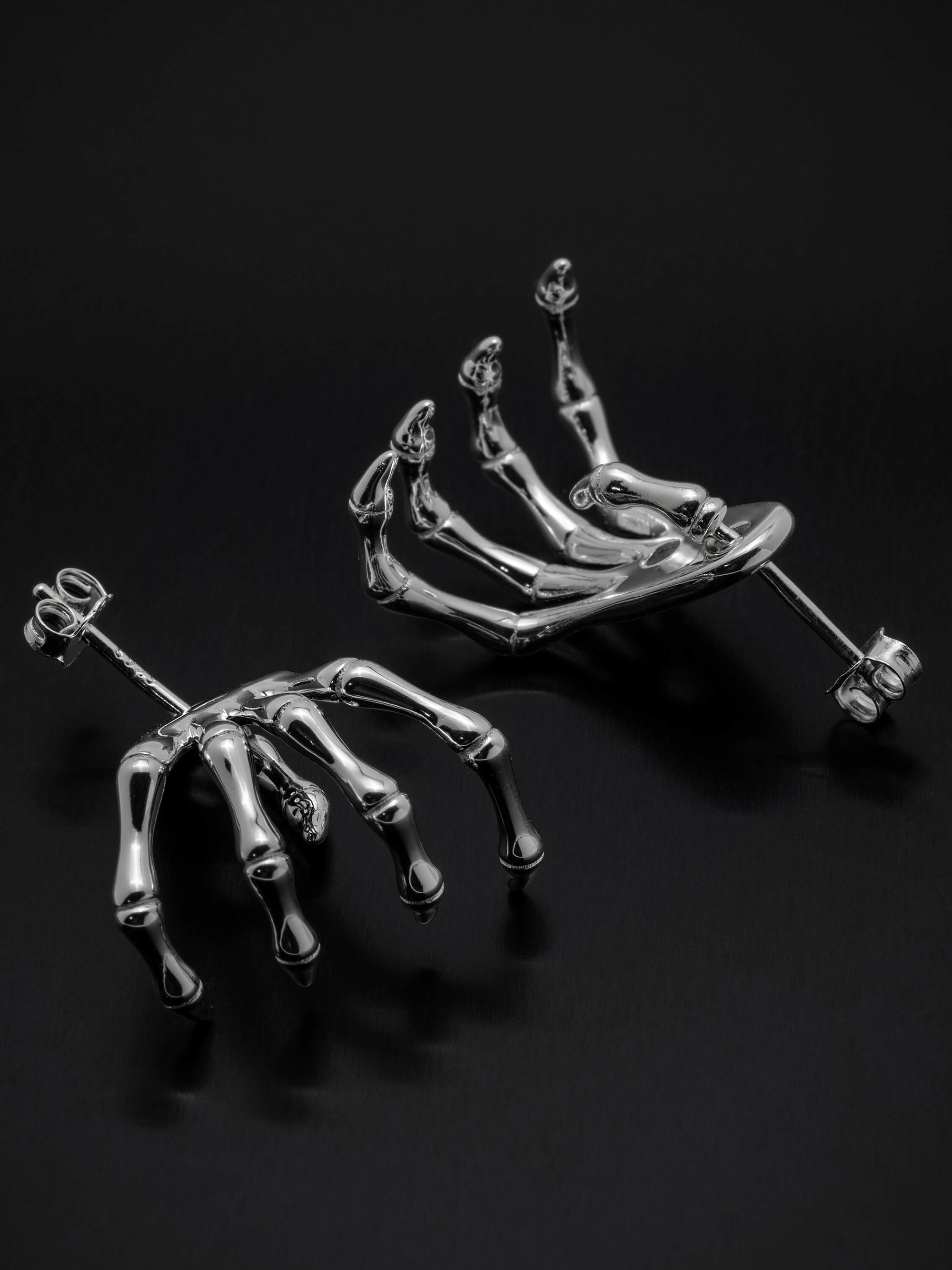 Sterling Silver Skeleton Hand Earrings