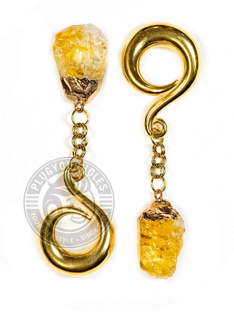 Amber Stone Gold Curled Hook Hangers