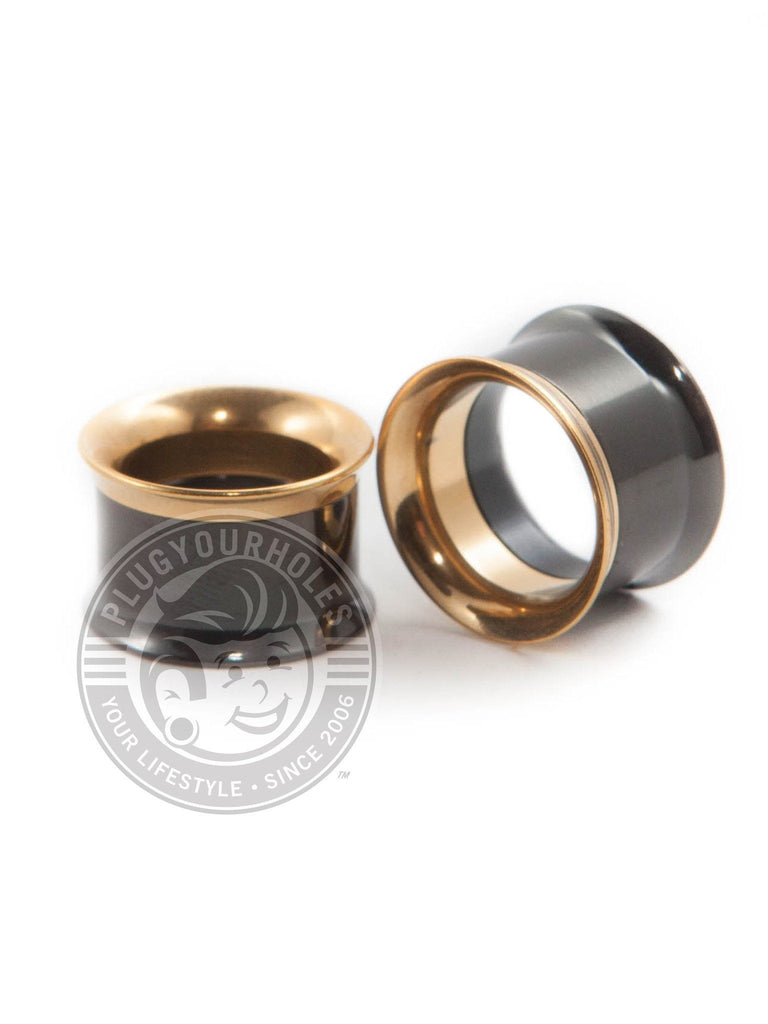 Black and Gold Internally Threaded Steel Tunnels