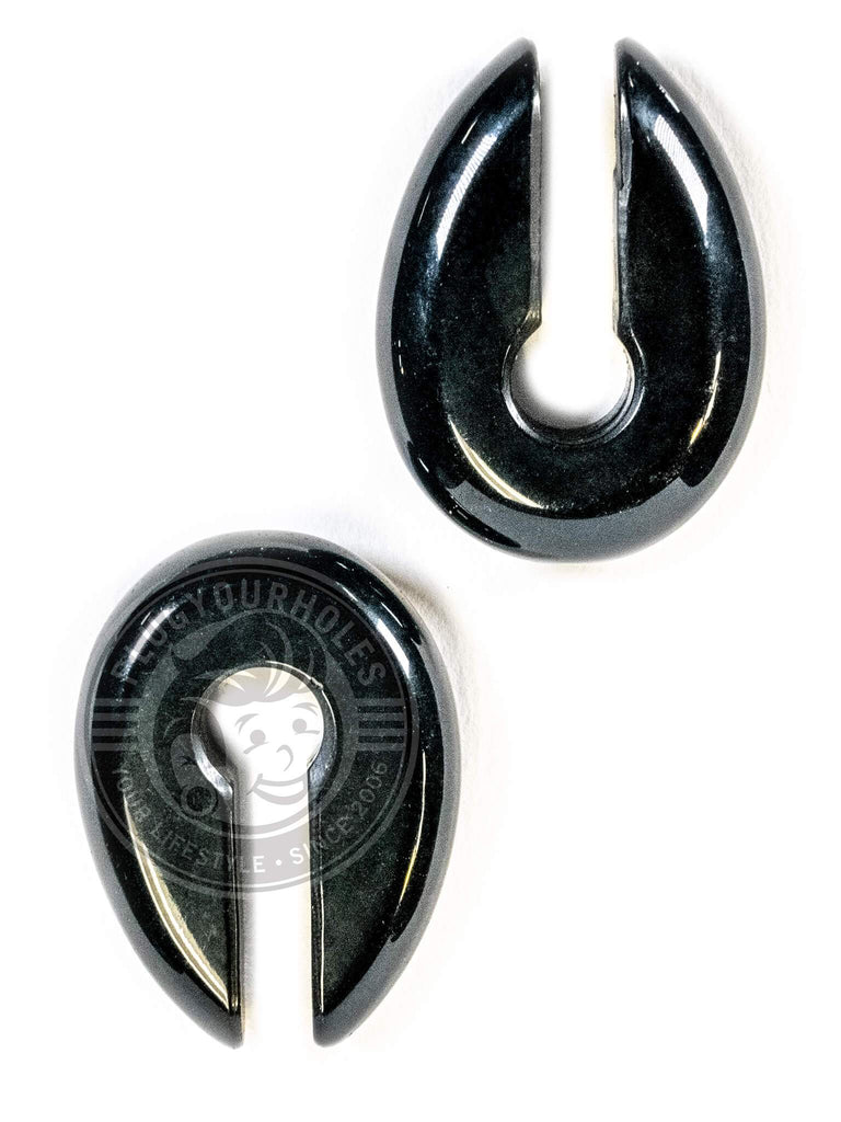 Black Agate Oval Keyhole Stone Hangers