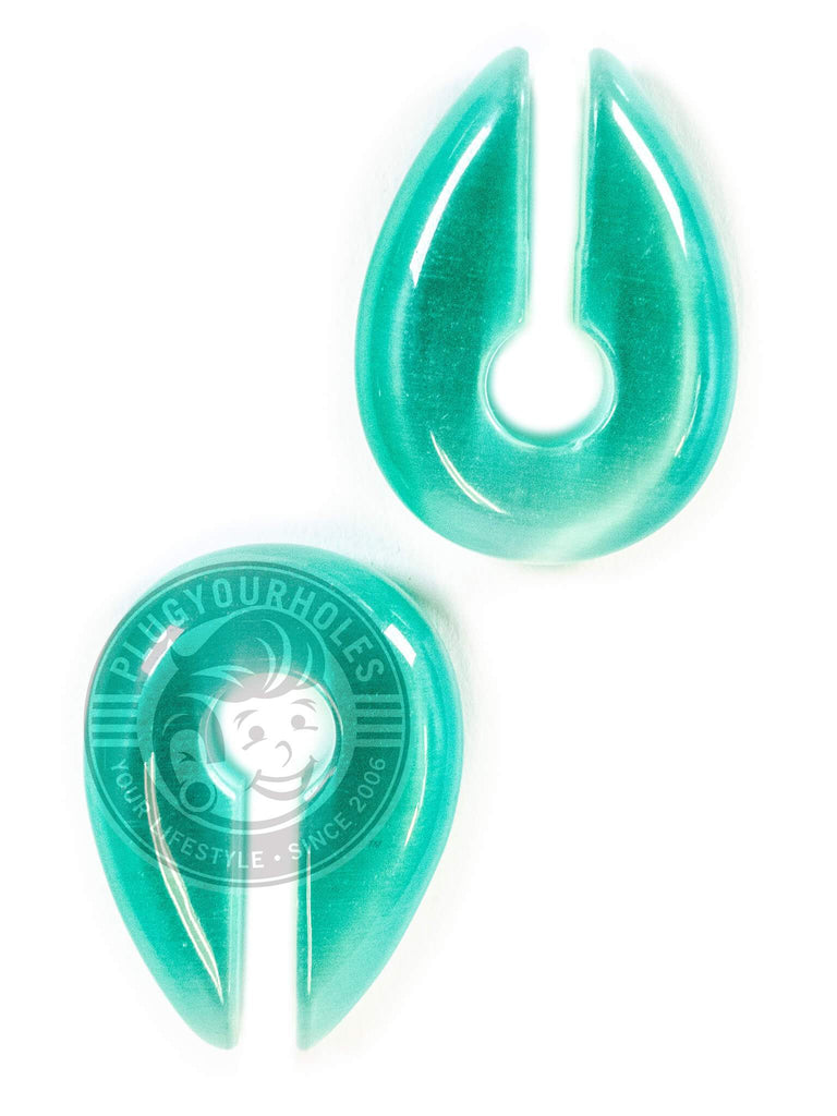 Mint Green Cat’s Eye Oval Keyhole Stone Hangers