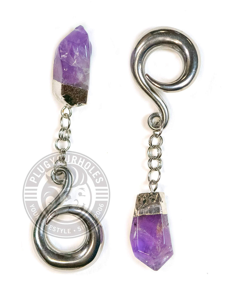Purple Stone Steel Curled Hook Hangers
